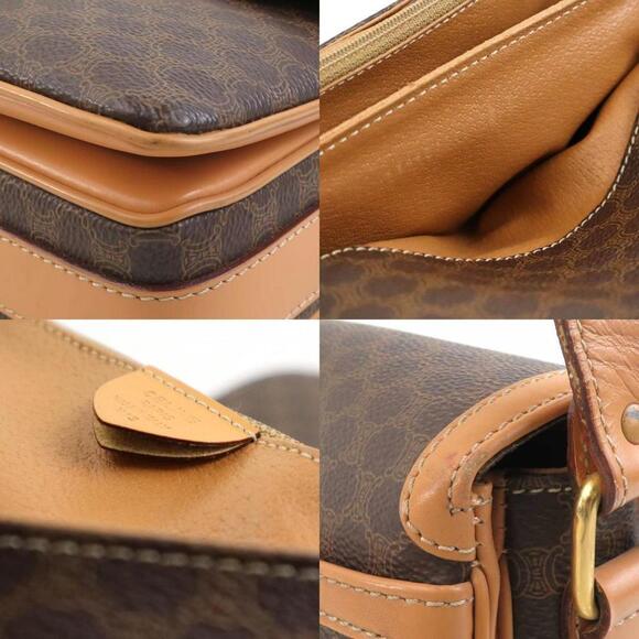 CELINE Brown Coated Canvas Shoulder Bag - Picture 3 of 5